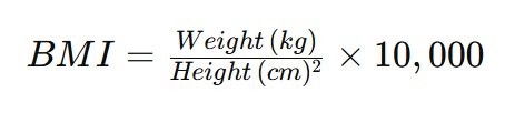 BMI Formula Using Kilograms and Centimeters