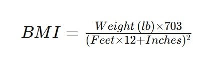 BMI Formula Using Pounds, Feet, and Inches