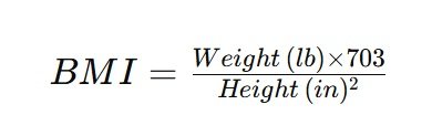 BMI Formula Using Pounds and Inches