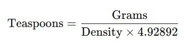 Grams to Teaspoon Conversion Formula