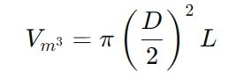 Pipe Volume in cubic meters