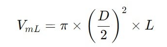 Pipe Volume in milliliters formula
