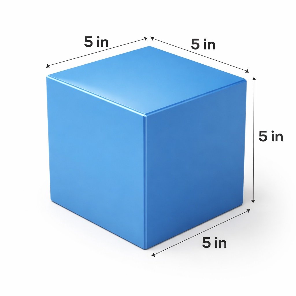 cube diagram showing equal side lengths labeled a for volume calculation