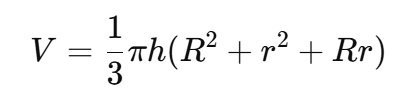 Frustum Cone Volume Formula