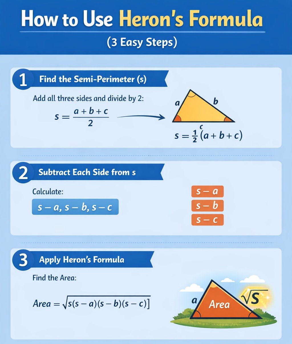 How to Use Heron's Formula - 3 steps