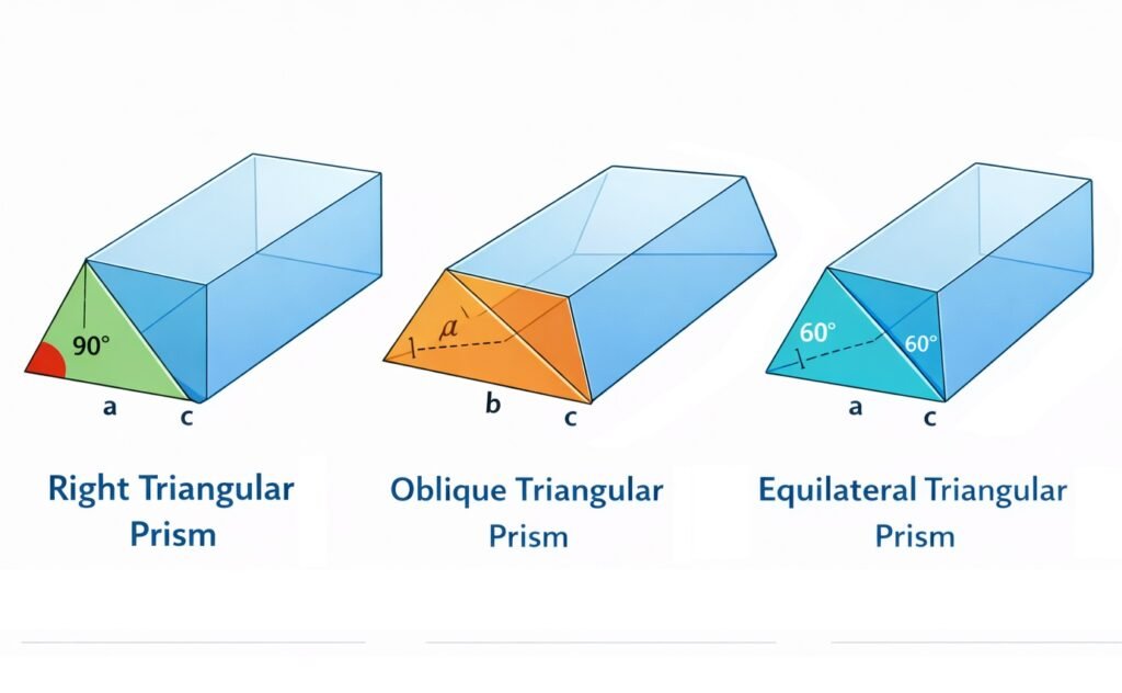 Types of Triangular Prisms, Right Triangular, Oblique triangular and Equilateral Triangular Prism
